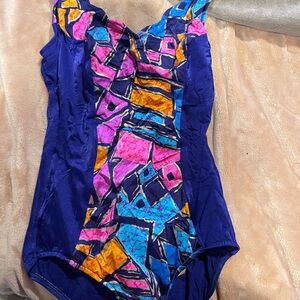 Maxine of Hollywood Blue and Multicolor One Piece Swimsuit